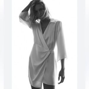 NWT satin oyster white shirt dress size S